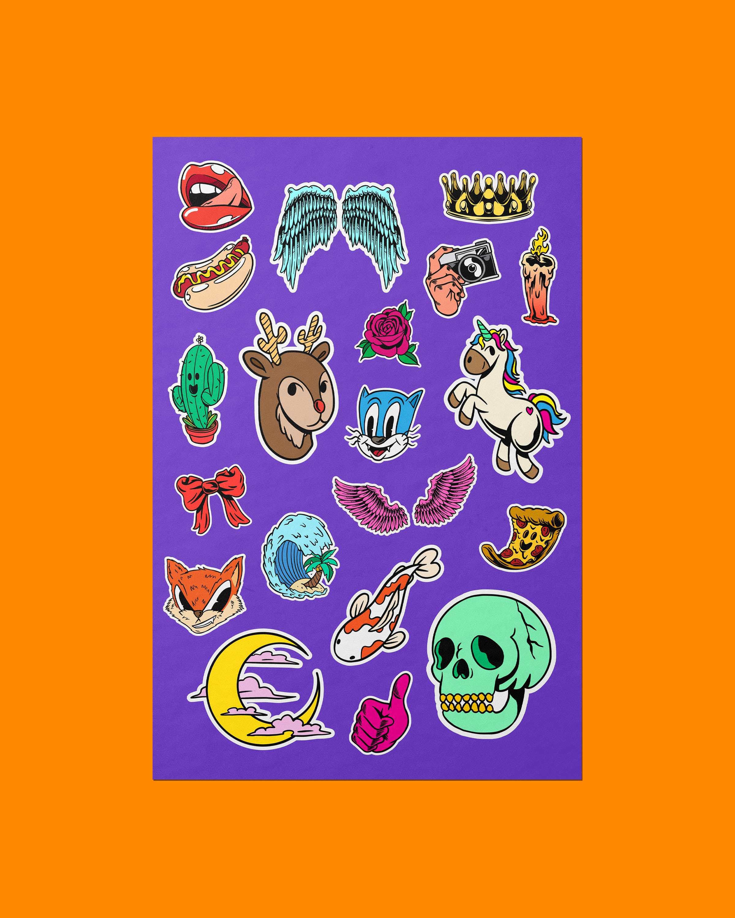 Custom sticker sheet with multiple printed vinyl stickers by Merchdrop