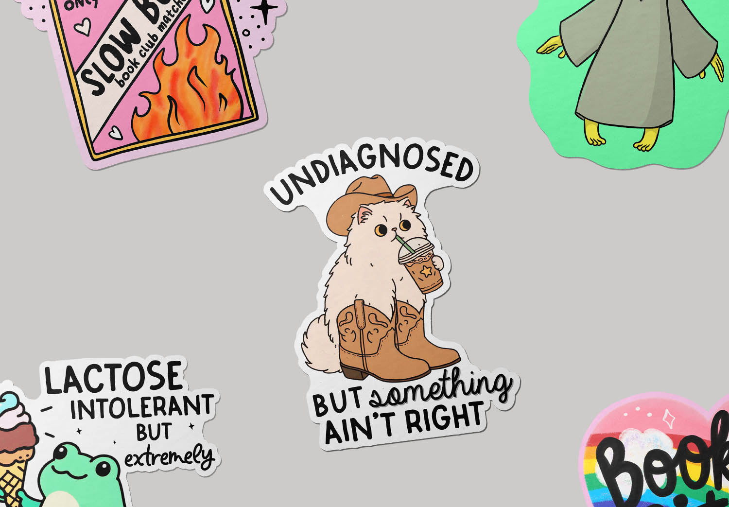 multiple custom die-cut stickers printed by merchdrop product image